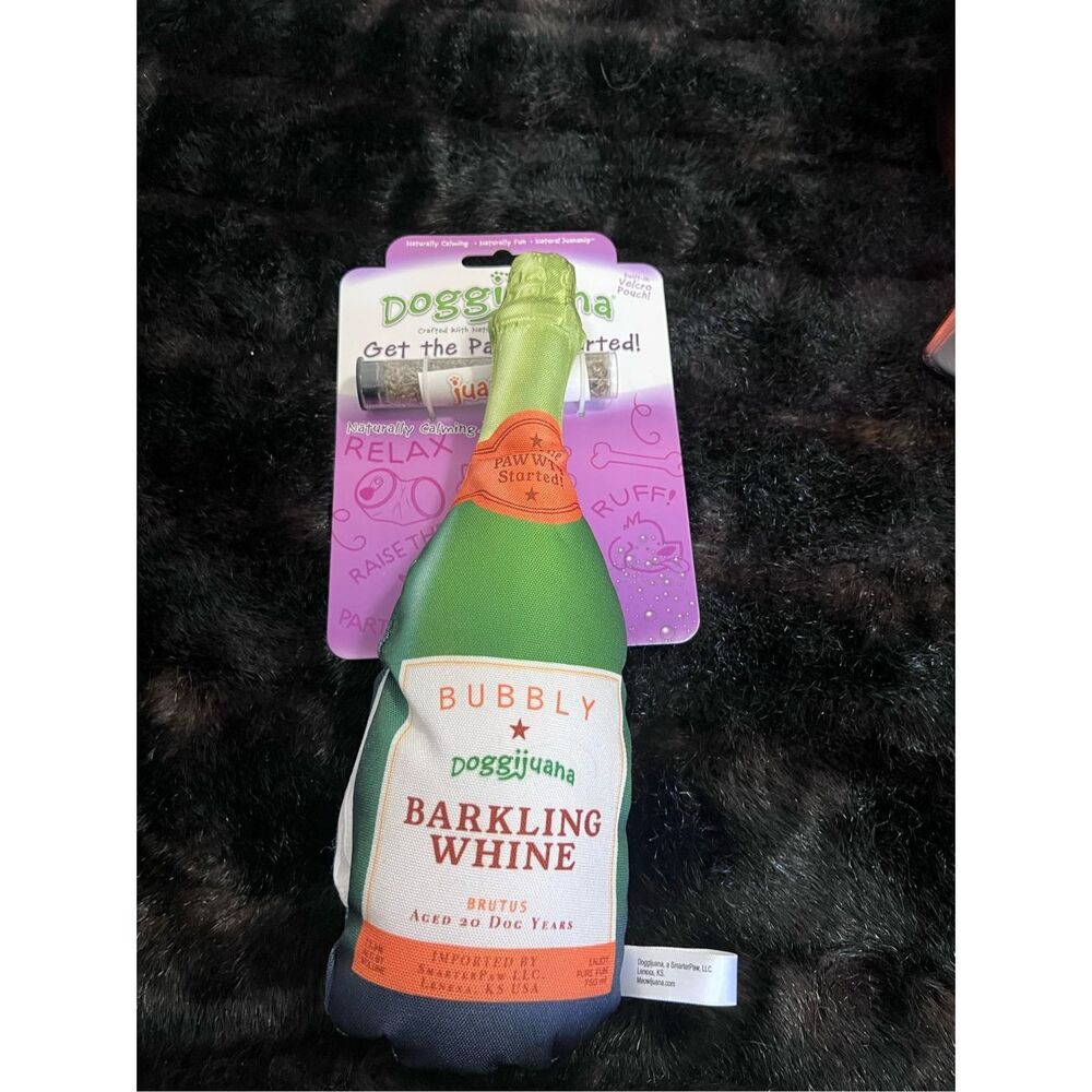 Get the Pawty Started Barkling Whine Champagne Refillable Dog Toy